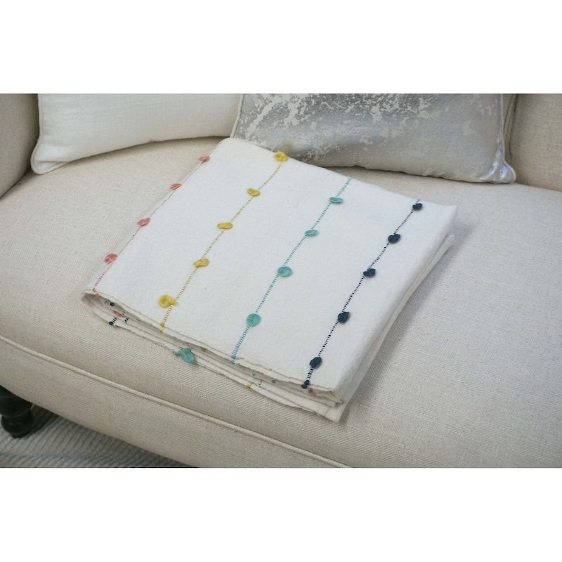Home&Manor Handcrafted Wool & Cotton Throw Blanket