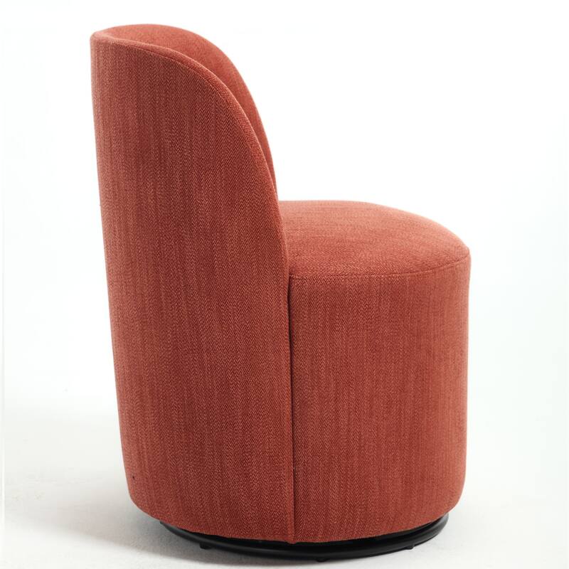 Set Of 1 Upholstered Barrel Chair, Mid Century Modern Round Linen Dining Chair, 360 Degree Swivel Side Chair for Dining Room