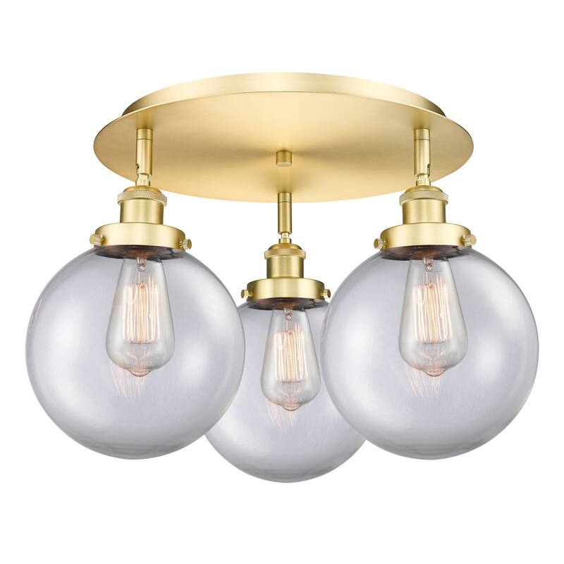 Innovations Lighting Canton - 3 Light 20" Flush Mount - Clear/Satin Gold