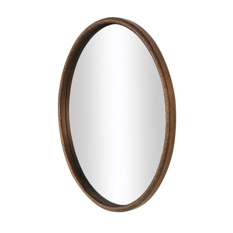 Resin Weathered Spotted Wall Mirror with Hammered Texture - Brown or Copper - Roche River Decor