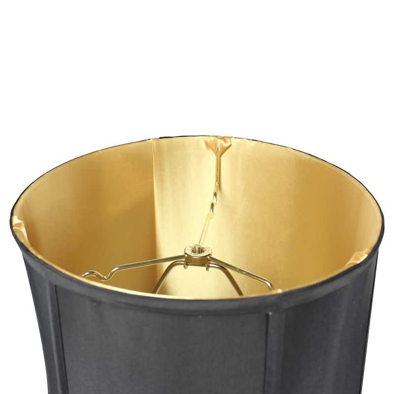 12x14x15 Black Fabric Drum lamp Shade with Gold Liner