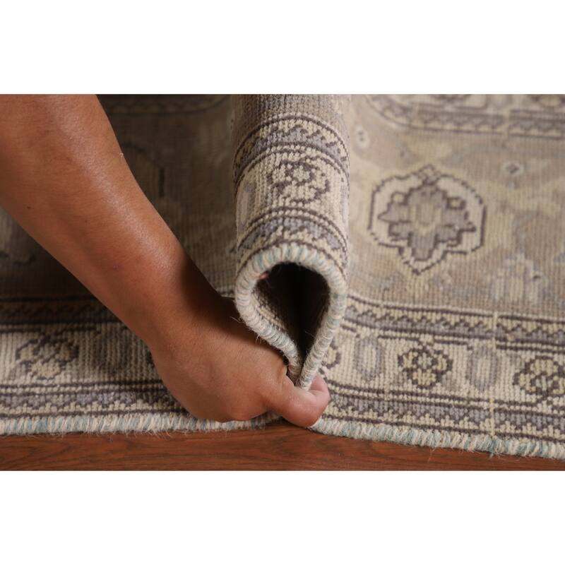 Geometric Tabriz Persian Vintage Area Rug Hand-Knotted Wool Carpet - 7'6"x 11'7"