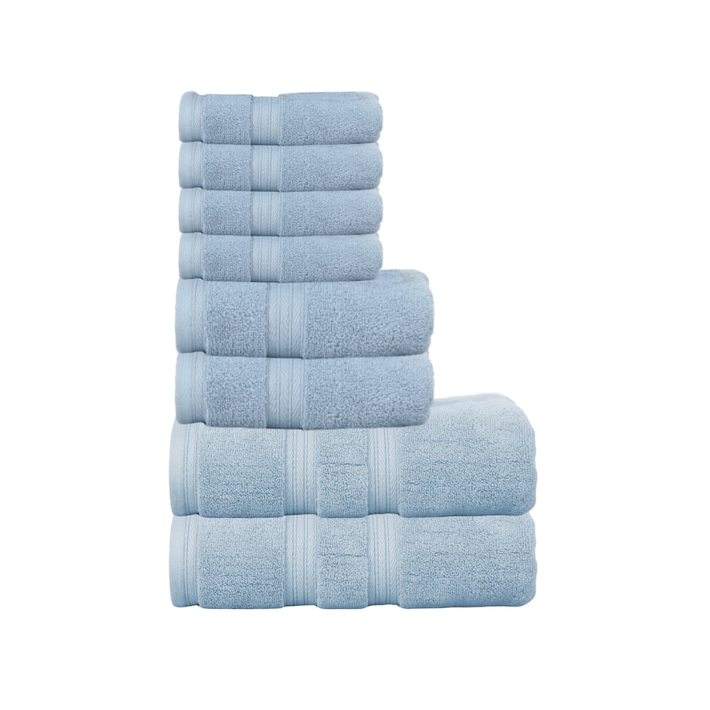 Home Weavers Elegance Essentials 550GSM Cotton Zero Twist Super Absorbent Bath Towel Set of 8