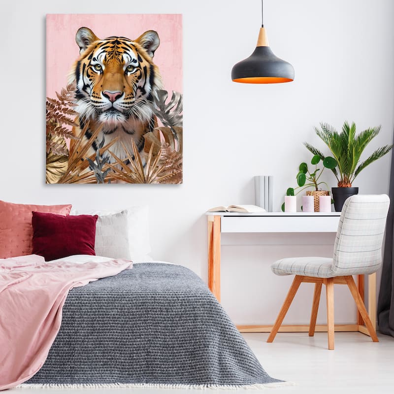 Stupell Fierce Tiger on Pink Canvas Wall Art Design By Kim Allen