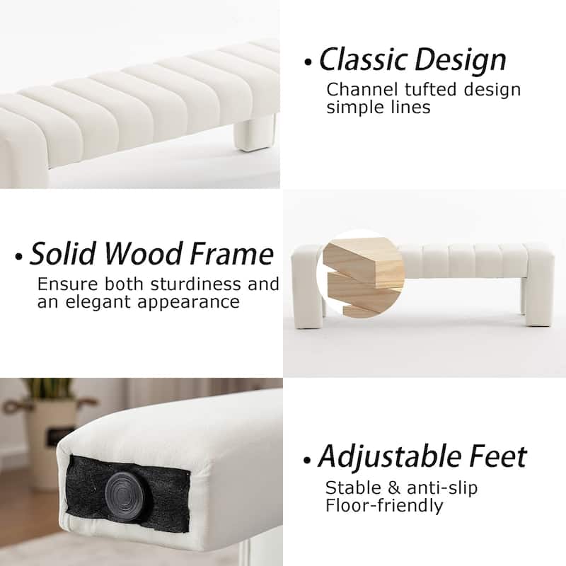 Upholstered Bedroom Bench Tufted Entryway Bench Modern End of Bed Bench Dining Bench with Gold/Black Metal Legs for Window