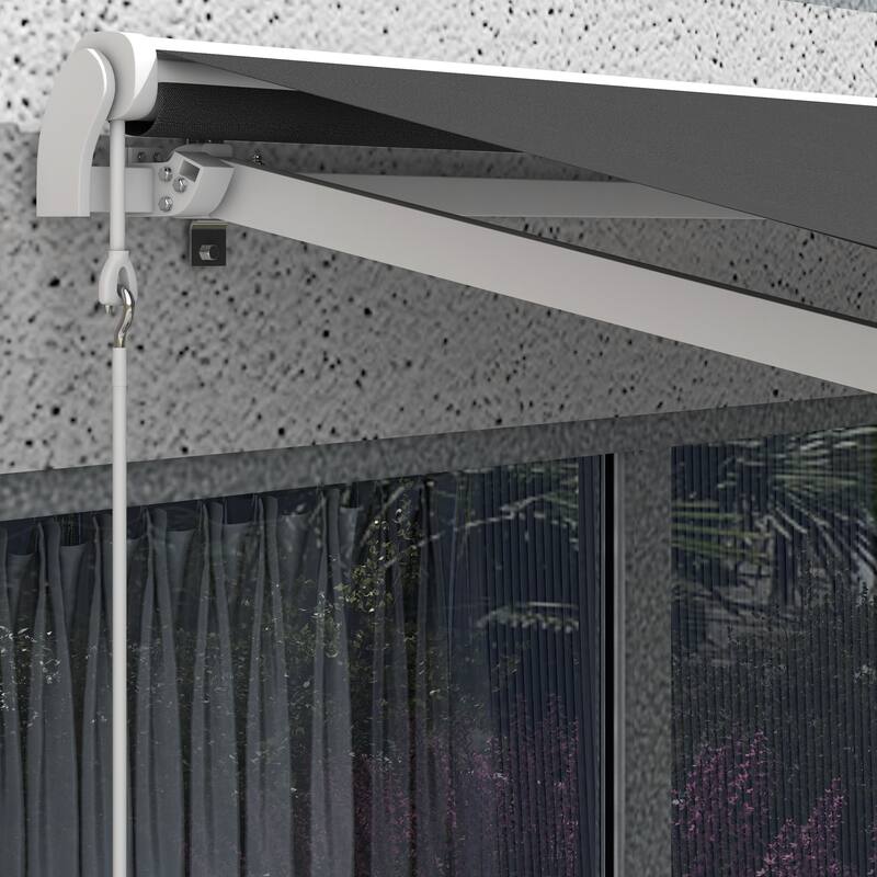 Outsunny 12' x 10' Electric Awning, Retractable Awning, UV Protection Sun Shade Shelter with Remote Controller and Manual Crank
