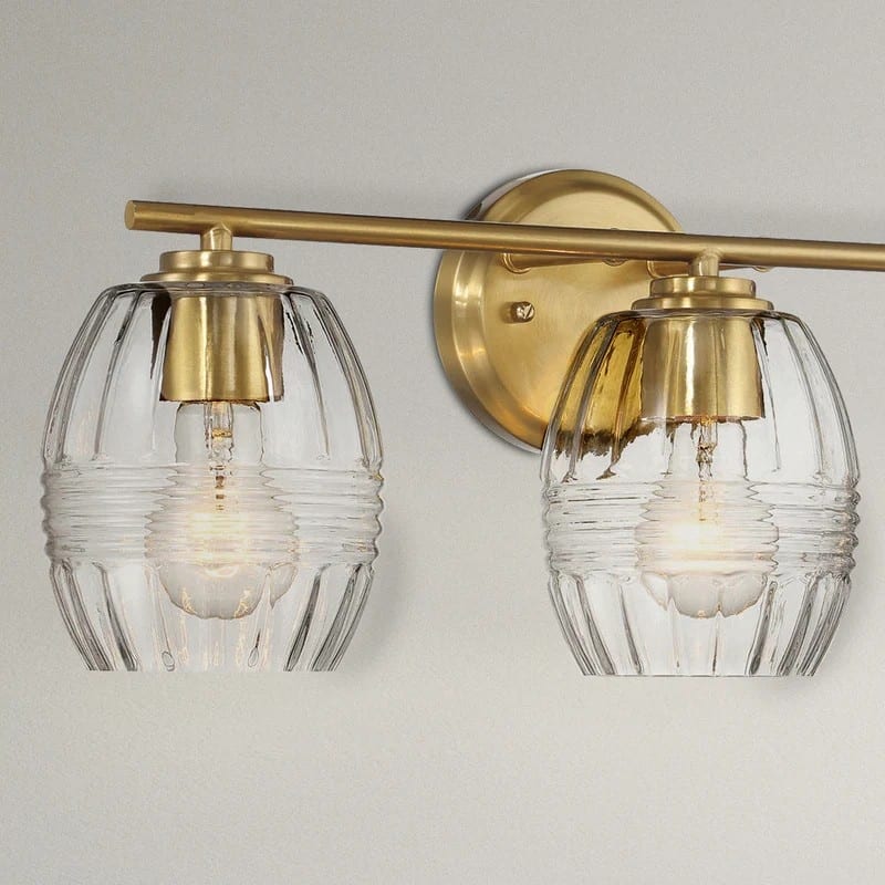Three Lights Vanity With Clear Glass for Bathrooms above Mirror Wall Lamp - Satin Brass