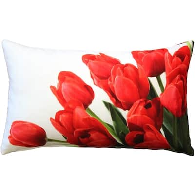 Spring Tulips 12x19 Throw Pillow with Polyfill Insert