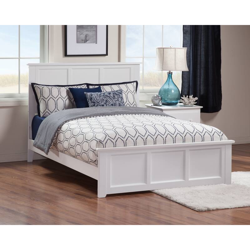 Madison Full Foundation Bed with Matching Footboard in White - White - Full