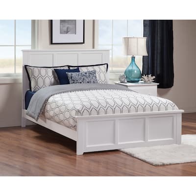 Madison Full Low Profile Wood Platform Bed with Footboard in White