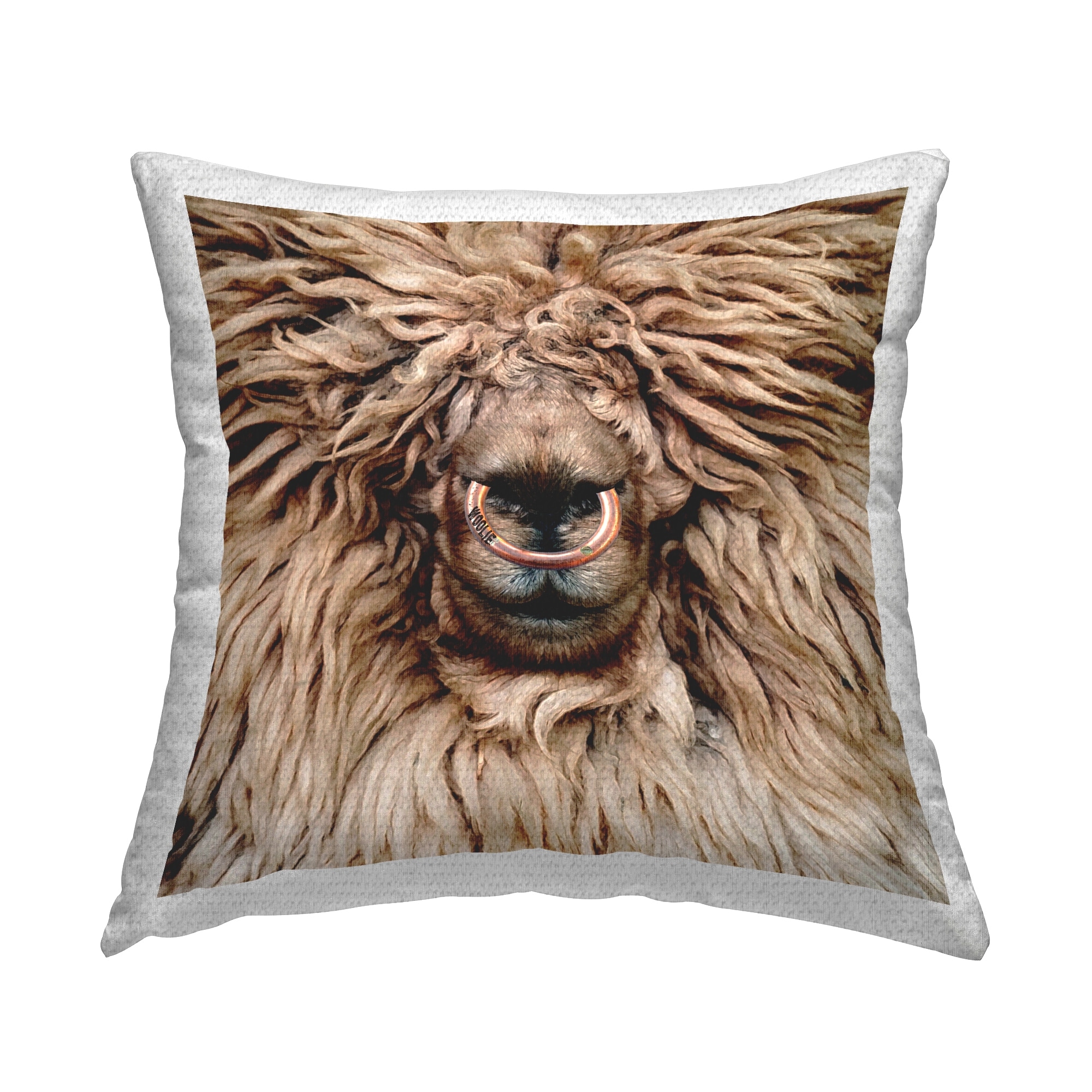 Stupell Fluffy Brown Sheep Farm Animal Printed Outdoor Throw Pillow Design by Karen Smith
