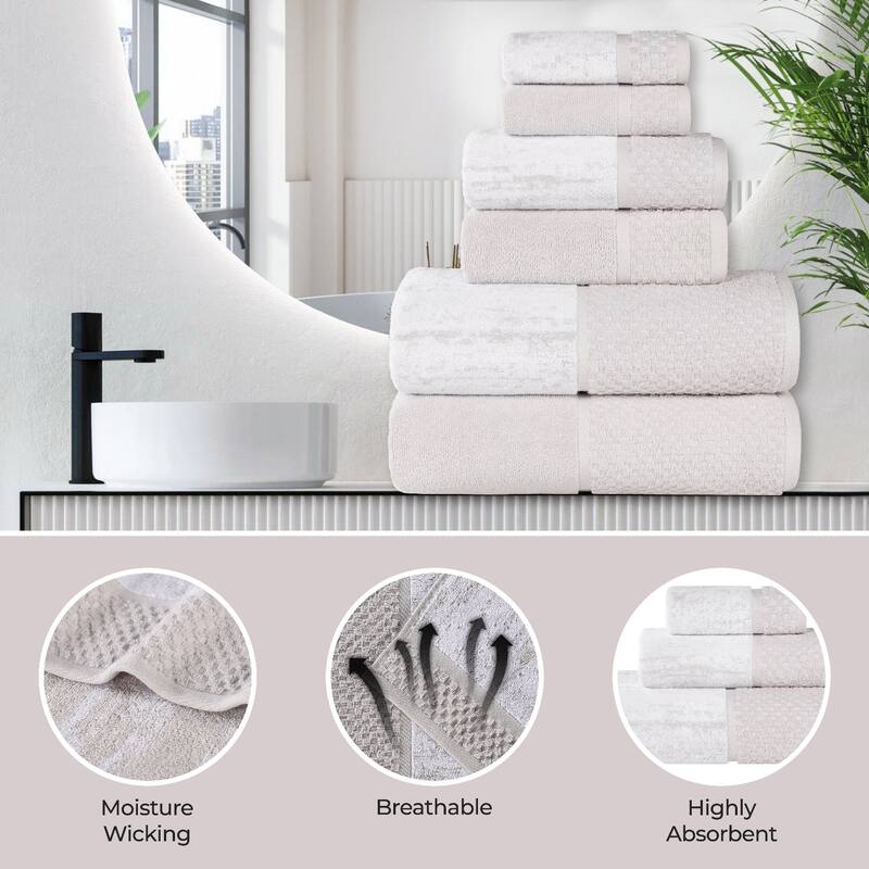 Superior Lodie Cotton Jacquard Solid and Two-Toned 8 Piece Towel Set