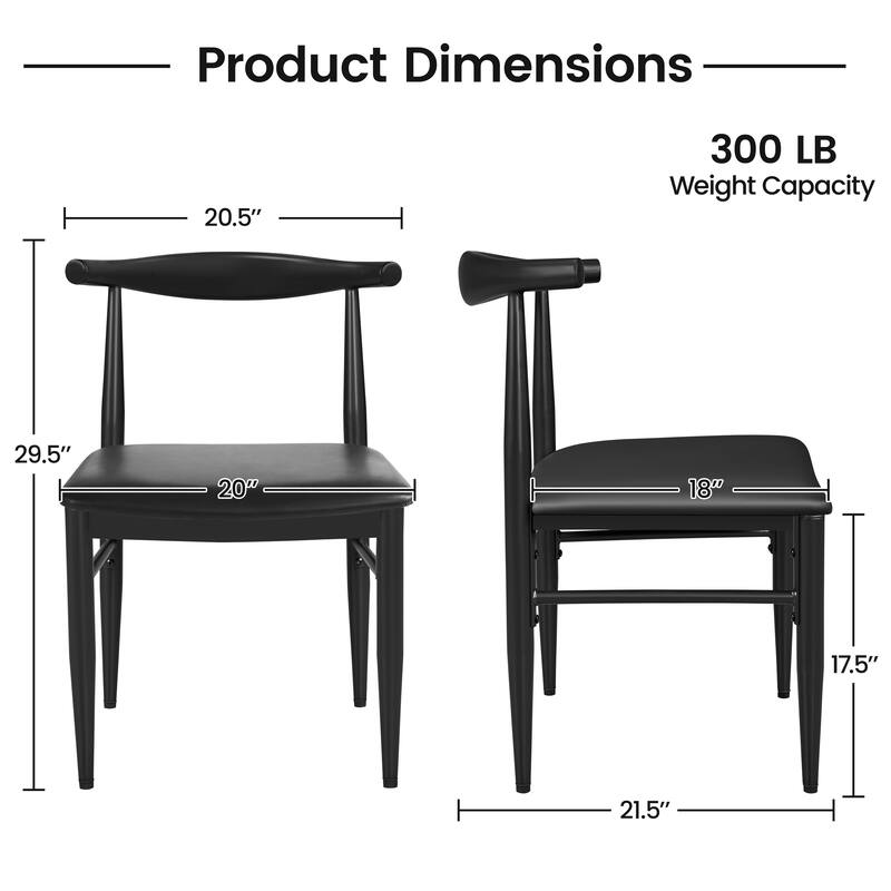 Yaheetech Armless Dining Chairs with Backrest Metal Legs- Set of 2