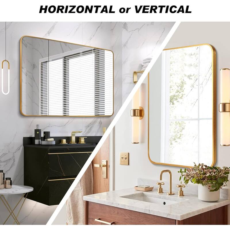 30 in. W x 40 in. H Rectangular Bathroom Wall Mirror - Gold