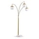 preview thumbnail 14 of 13, Metro 84"H Glass Globe 3-Light LED Dimmable Arch Floor Lamp with LED Vintage Bulbs