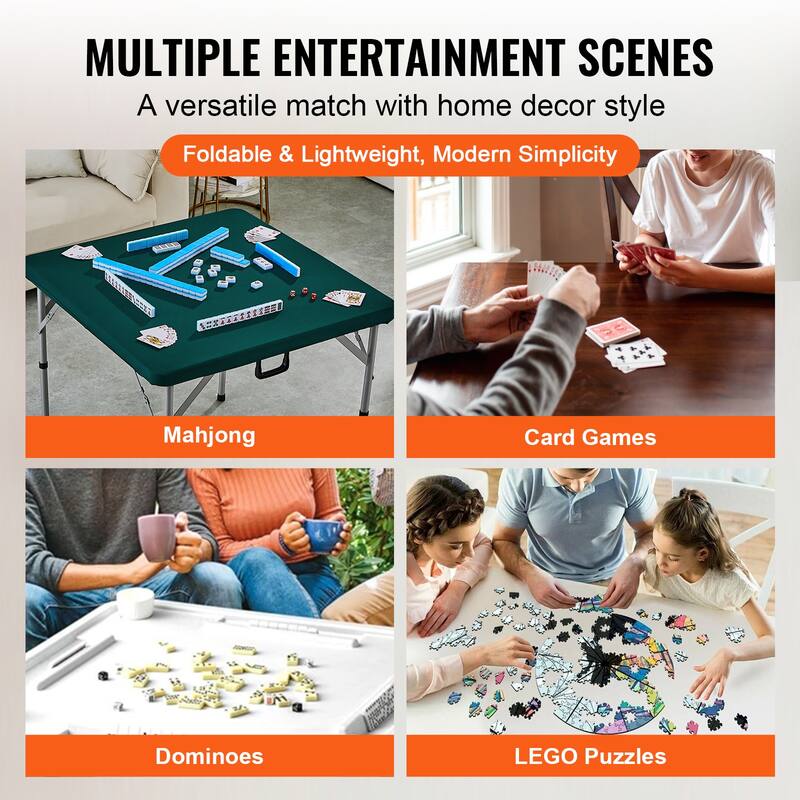 Mahjong Table Portable Domino Game Table with 1 Set of Dominoes for Mahjong Poke Puzzles