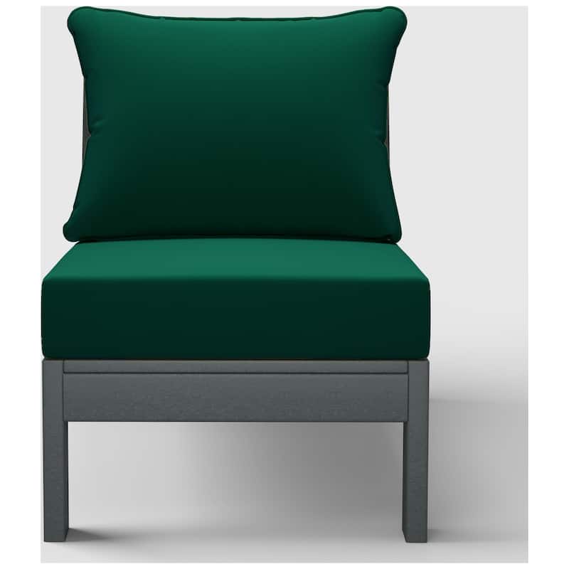 Birchwood All Weather HDPE Outdoor Patio Deep Seating Gray Armless Chair With Cushions (1-Piece)