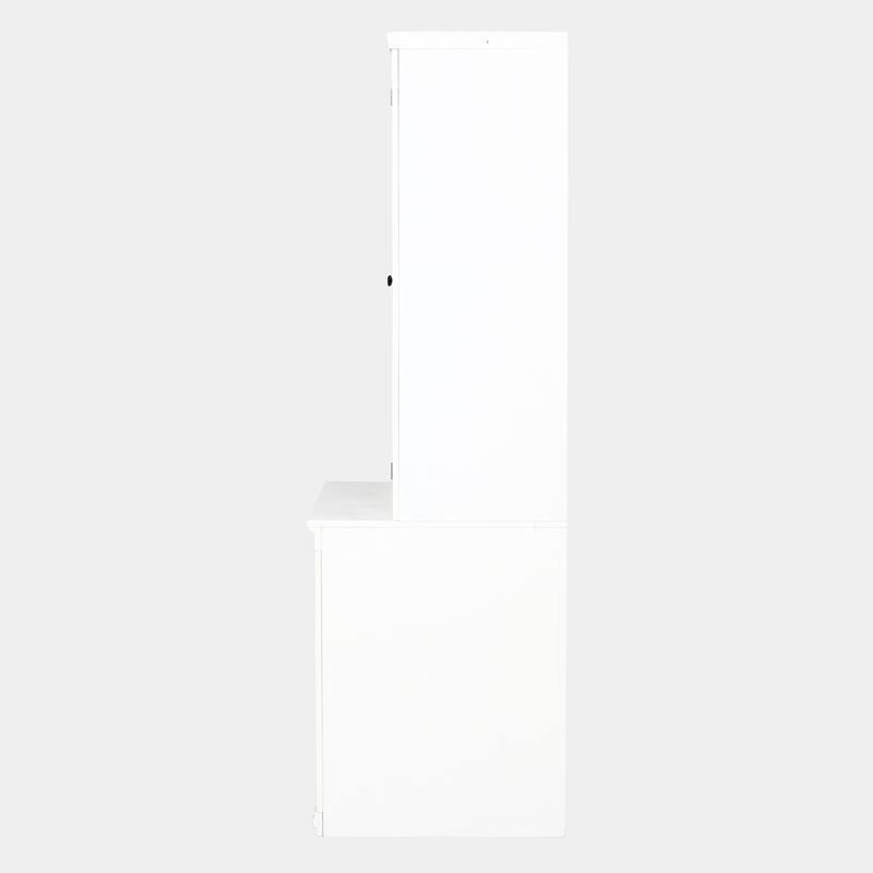 Modular White Curio Bookcase Cabinet w/Glass Doors Buffet Display