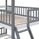 preview thumbnail 15 of 18, Twin Over Twin Bunk Bed Wood Bed with Roof, Window and Ladder, Natural