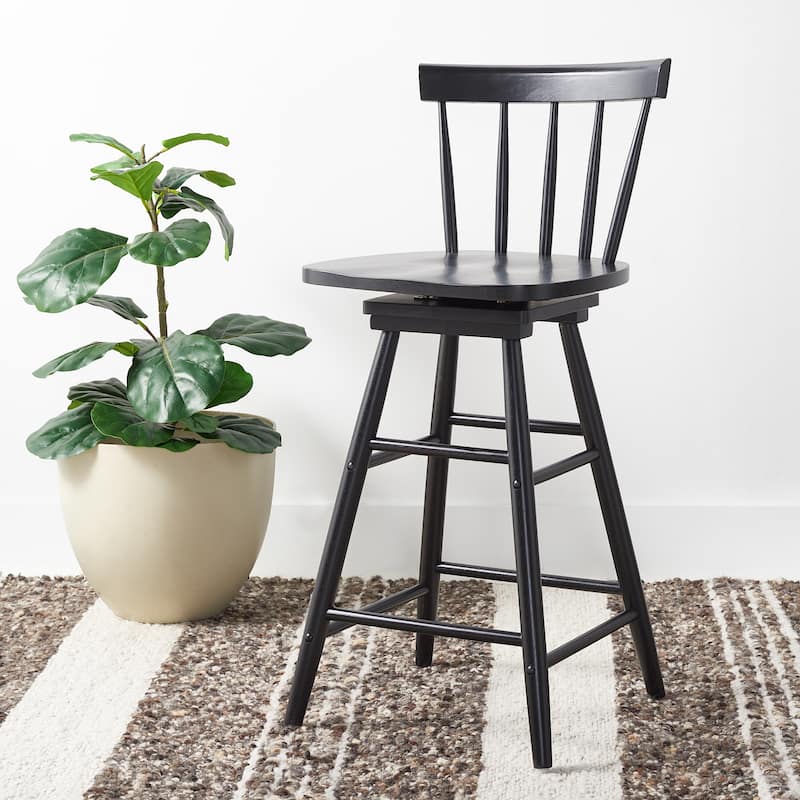 SAFAVIEH Haralda Swivel 25-inch Counter Stool - 17 In. W x 17 In. D x 38 In. H - 17Wx17Dx38H - Black