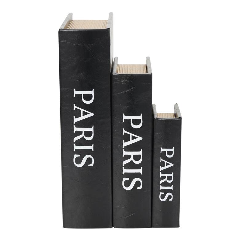 Faux Leather or Linen Fabric Book Storage Box - Set of 3 White, Beige, Black, Red or Light Gray - Roche River Decor