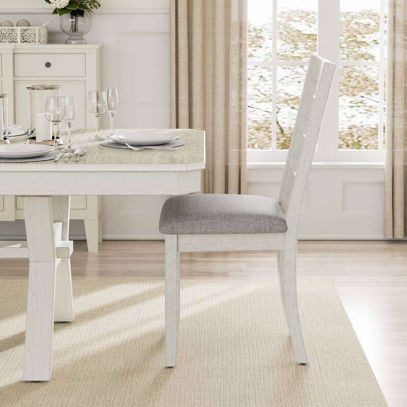 VECELO Dining Table Set with Bench, Solid Wood Rectangular Extendable Dining Table and Chairs Set for 6-8