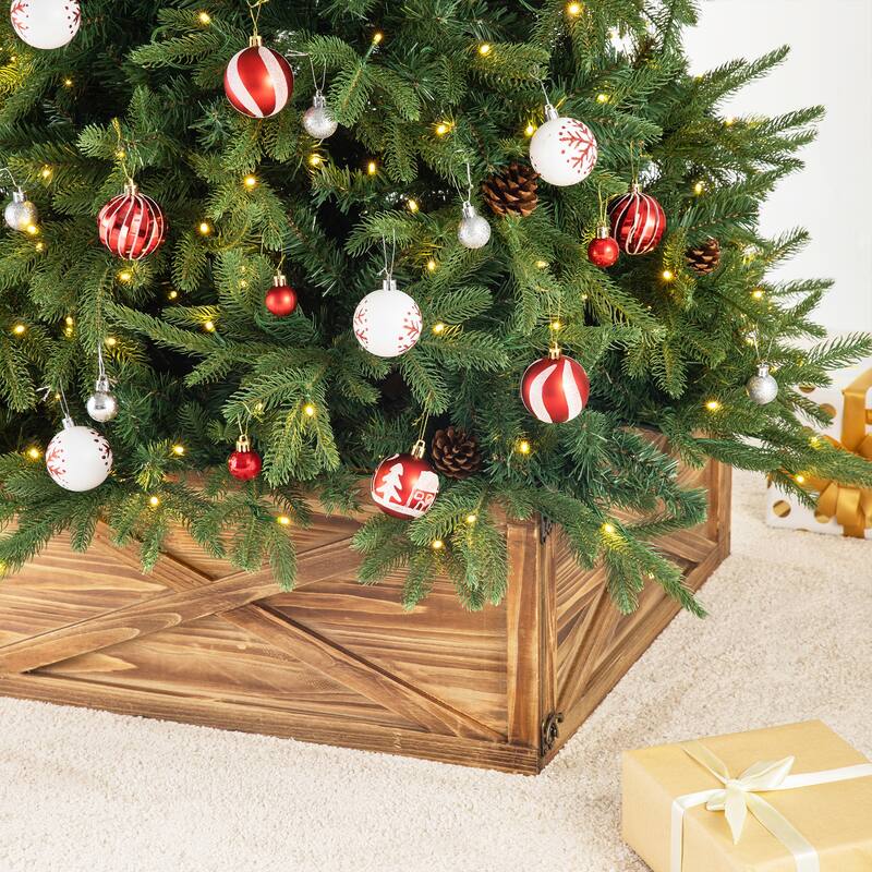 Glitzhome 22"L/26"L/32"L Handcrafted Wooden Christmas Tree Collars
