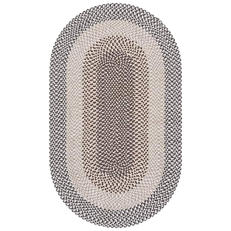SAFAVIEH Handmade Braided Jettine Wool Rug - Brown/Ivory - 6' x 8' Oval