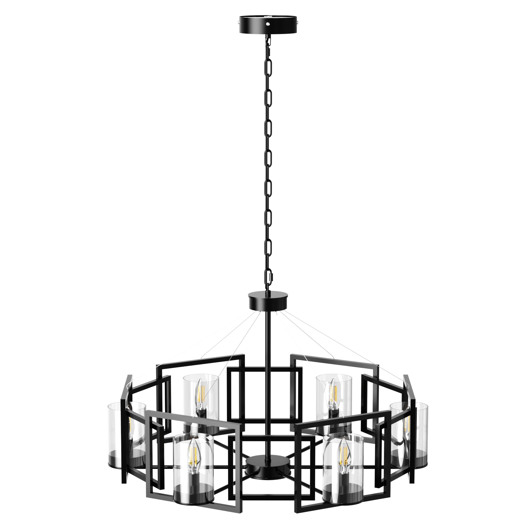 6-Light Geometric Shade Industrial Metal Chandeliers Dining Room
