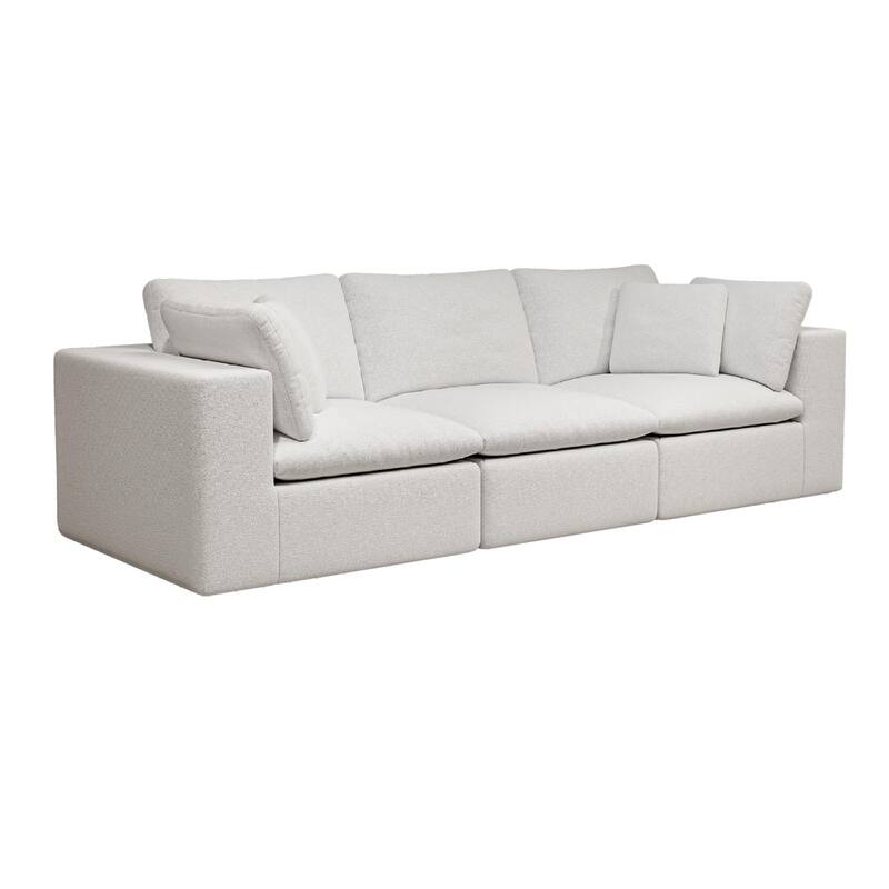 Roomfitters 108.3" Modular Sectional Sofa, 3-Piece Compressed Cloud Couch, No Assembly Required, Plush Corduroy, White