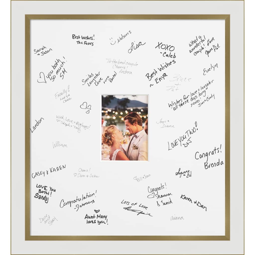 Eva Signature Mat Picture Frame - Autograph Photo Frame Guest Book Alternative for Weddings, Graduations, or Retirement
