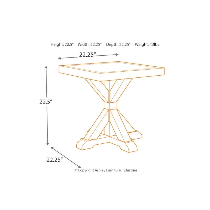 Beachcroft Outdoor Square End Table with Porcelain Top - 22.25" W x 22.25" D x 22.25" H