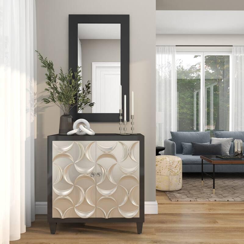 Black Wooden Room Wall Mirror