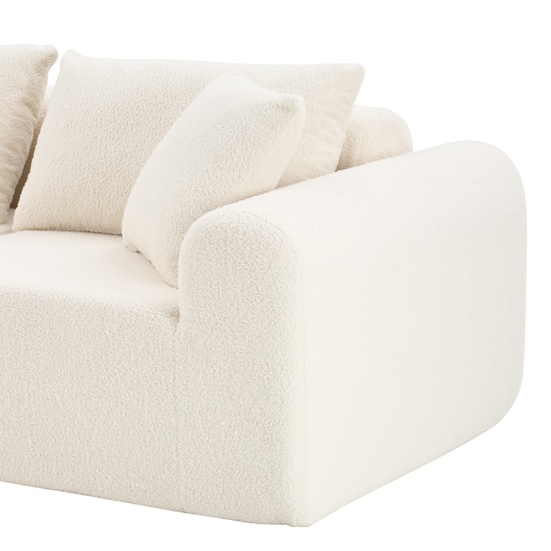 Dovelina Teddy Fabric Foam-Filled Sleeper Sofa Chaise for Living Room