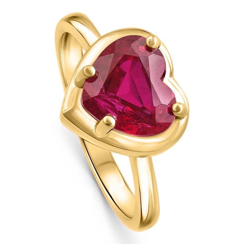 Bliss Diamond Yellow Gold 9mm Ruby Heart Ring