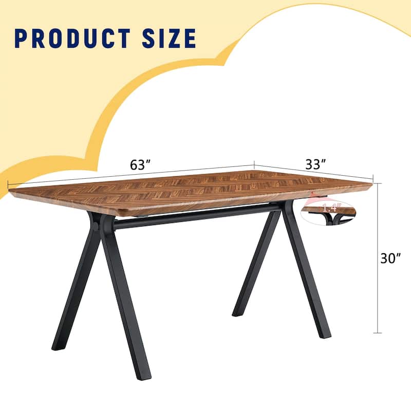 Herringbone Pattern MDF Dining Table - A Perfect Match for Modern Minimalist and Industrial Home Styles