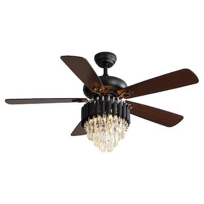Modern 52 Inch Led Ceiling Fan With 110V 6 Speed Wind 5 Plywood Blades Remote Control Reversible DC Motor With Light