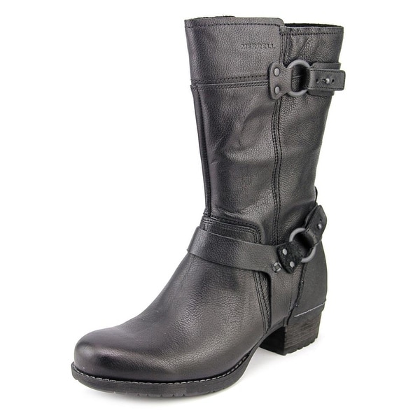Merrell Shiloh Peak Women Round Toe Leather Black Mid Calf Boot