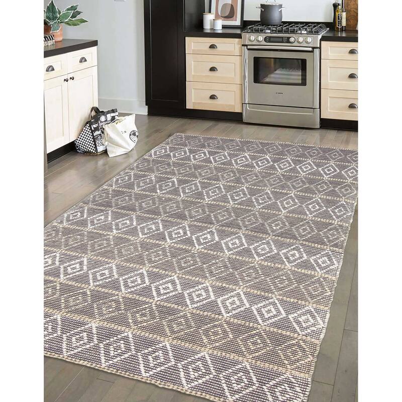 ECARPETGALLERY Braid weave Sienna Grey Wool Rug - 5'0 x 7'11