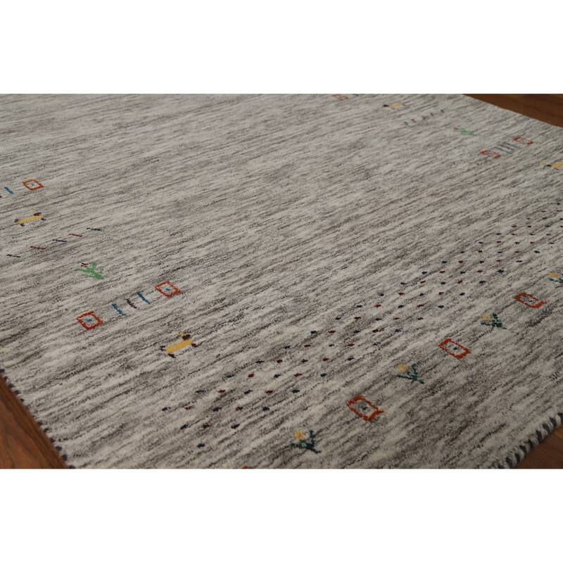 Gabbeh Oriental Rug Handmade Striped Beige Wool Carpet - 4'1" x 5'11" - 4'1" x 5'11" - Ivory/Beige