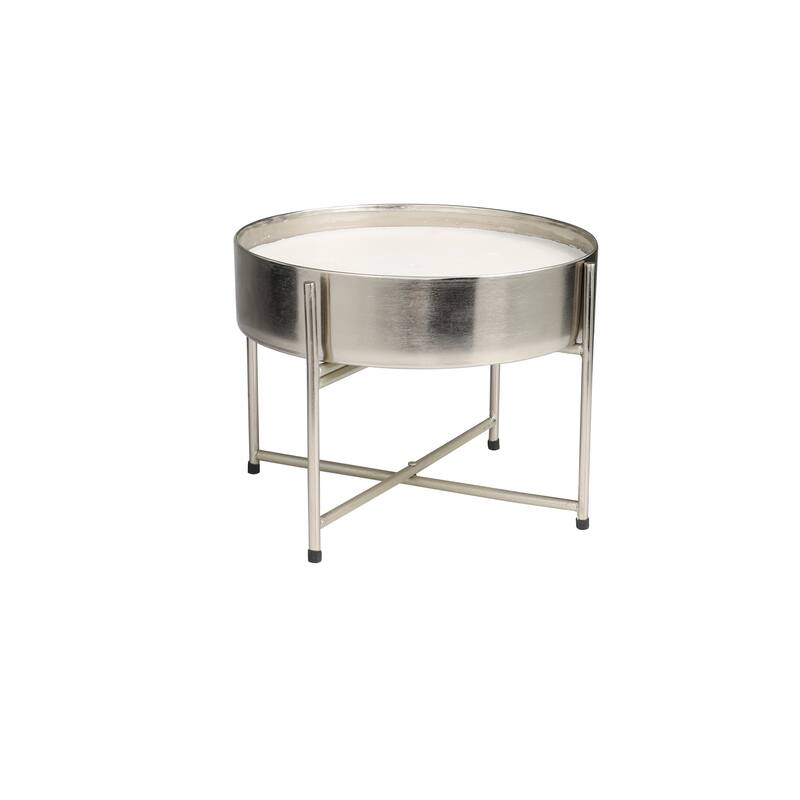Silver Metal Sweet Bamboo Scented Wide Wick Candle with White Wax