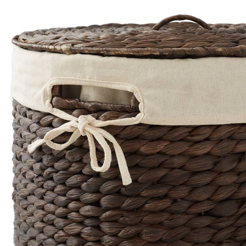 Round Laundry Hamper Basket with Lid and Liner for Clothes