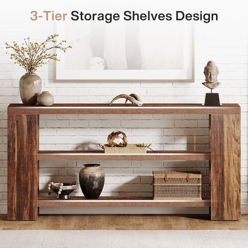 70.9-Inch 3-Tier Extra Long Console Table with Storage for Entryway, Living Room, Hallway