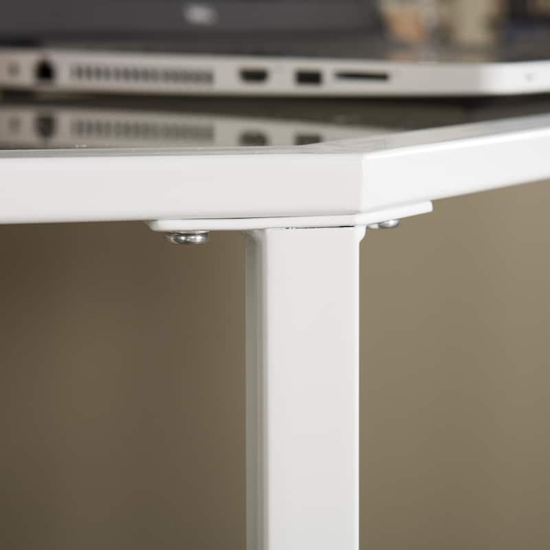 SEI Furniture Kemble Metal/Glass Corner Desk