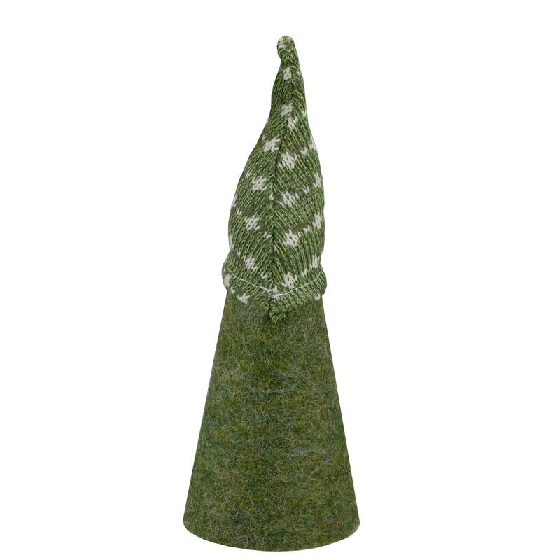 9" Green and White Cone Gnome Christmas Tabletop Decor