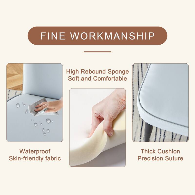 3-Piece Circular Dining Table and Chairs Set with Leather Dining Chair