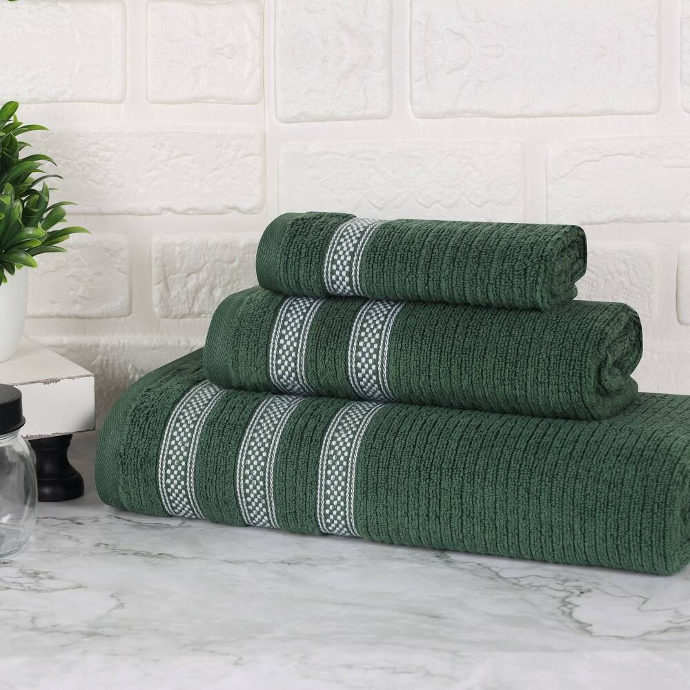 Superior Brea Zero Twist Cotton Ribbed Modern 3 Piece Bathroom Towel Set
