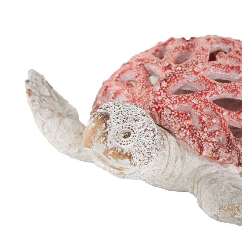 Polystone Textured Swimming Sea Turtle Decorative Sculpture with Red Shell - Reb or Blue
