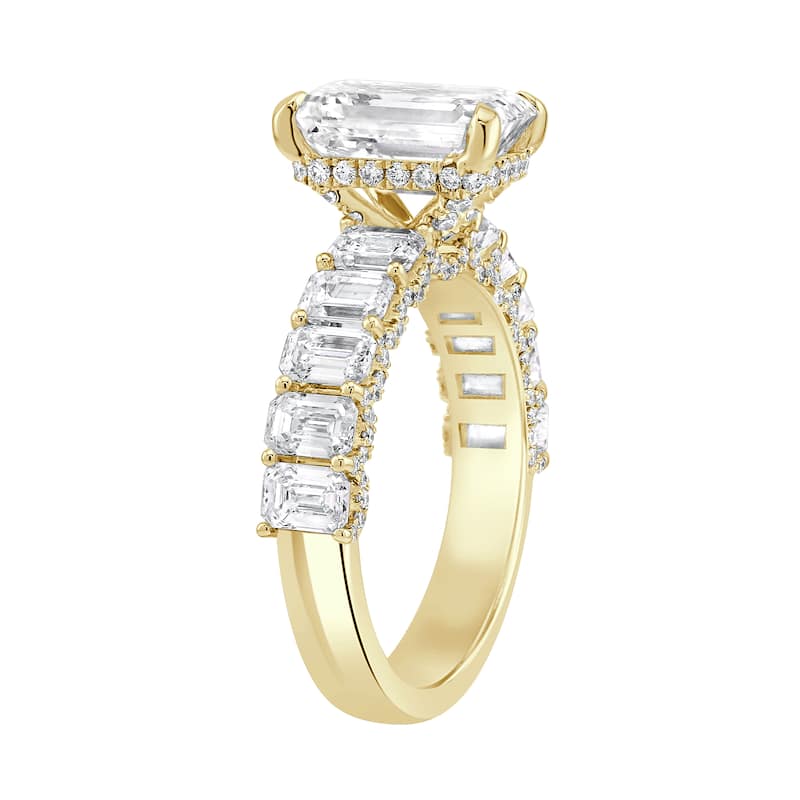 Auriya 14k Gold 8.00ctw Lab grown Emerald Vintage Hidden Halo Diamond Engagement Ring (F-G VS)