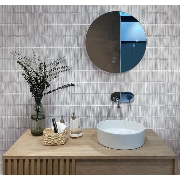 slide 2 of 5, Apollo Tile Silver White 12-in x 129-in Traingle Polished , Matte Glass Mosaic Tile (5.38 Sq ft/case)